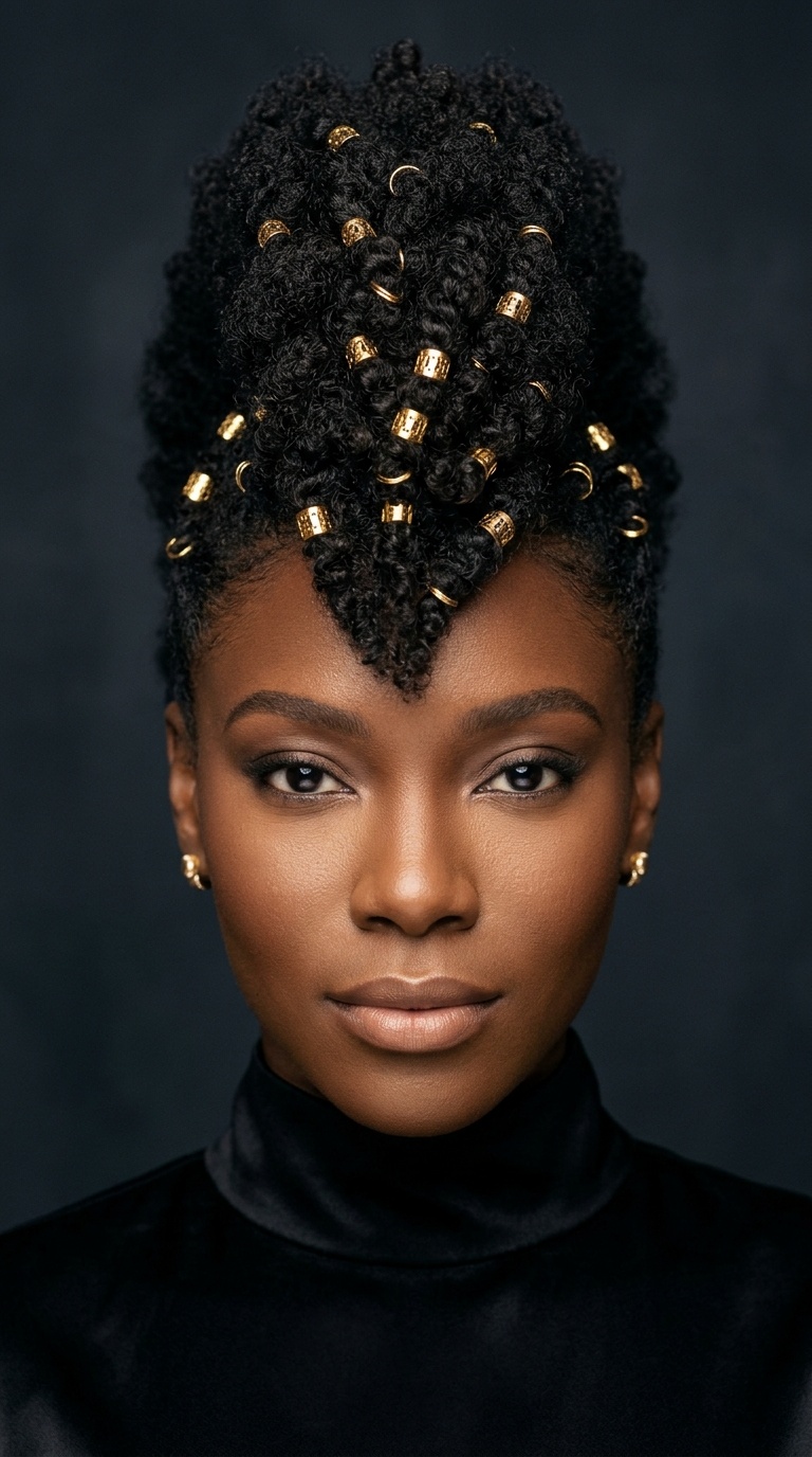 Sculpted Fro-Hawk with Gold Cuffs