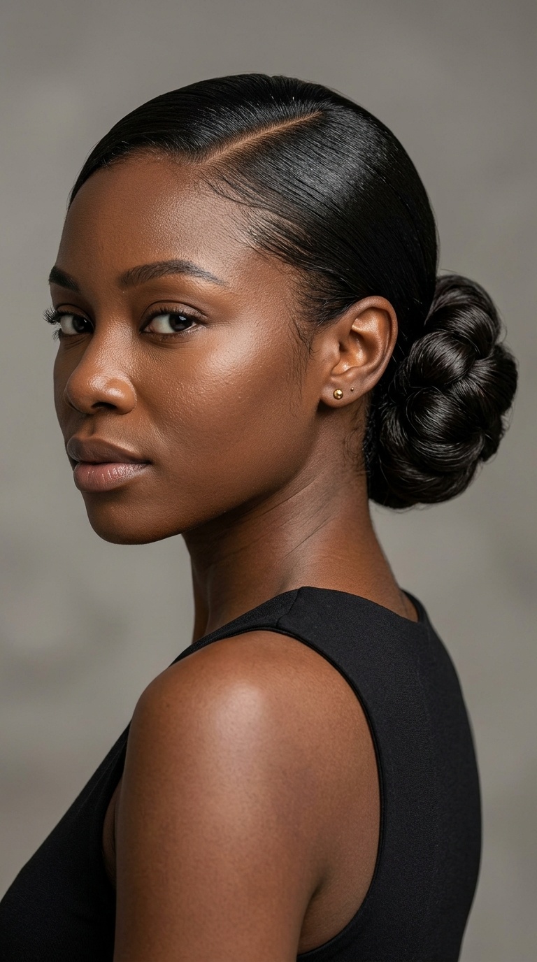 Sculpted Low Chignon with Tucked Part