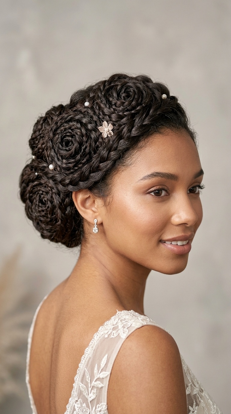 Sculptural Braided Rose Updo