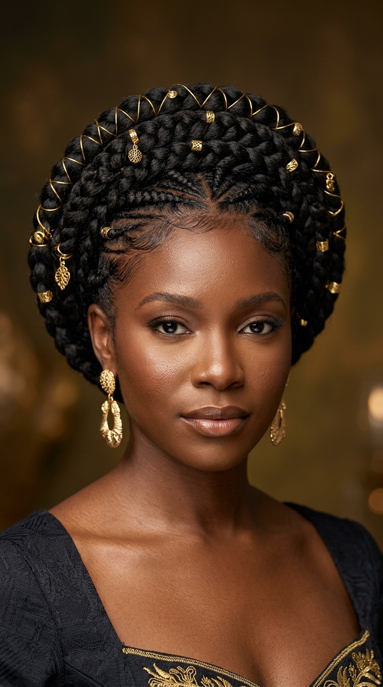 Sculptural Halo Braid with Gold Accents