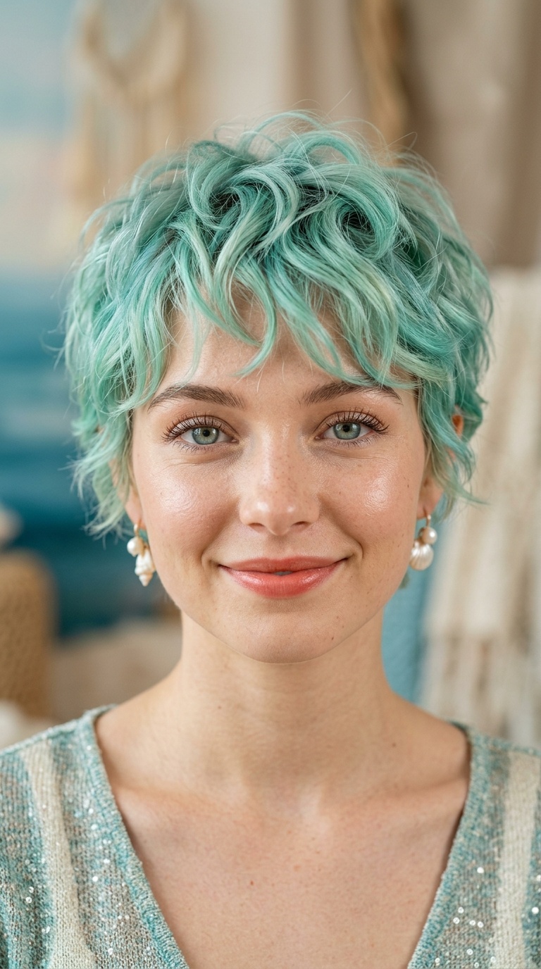 Seafoam Green Pixie Cut