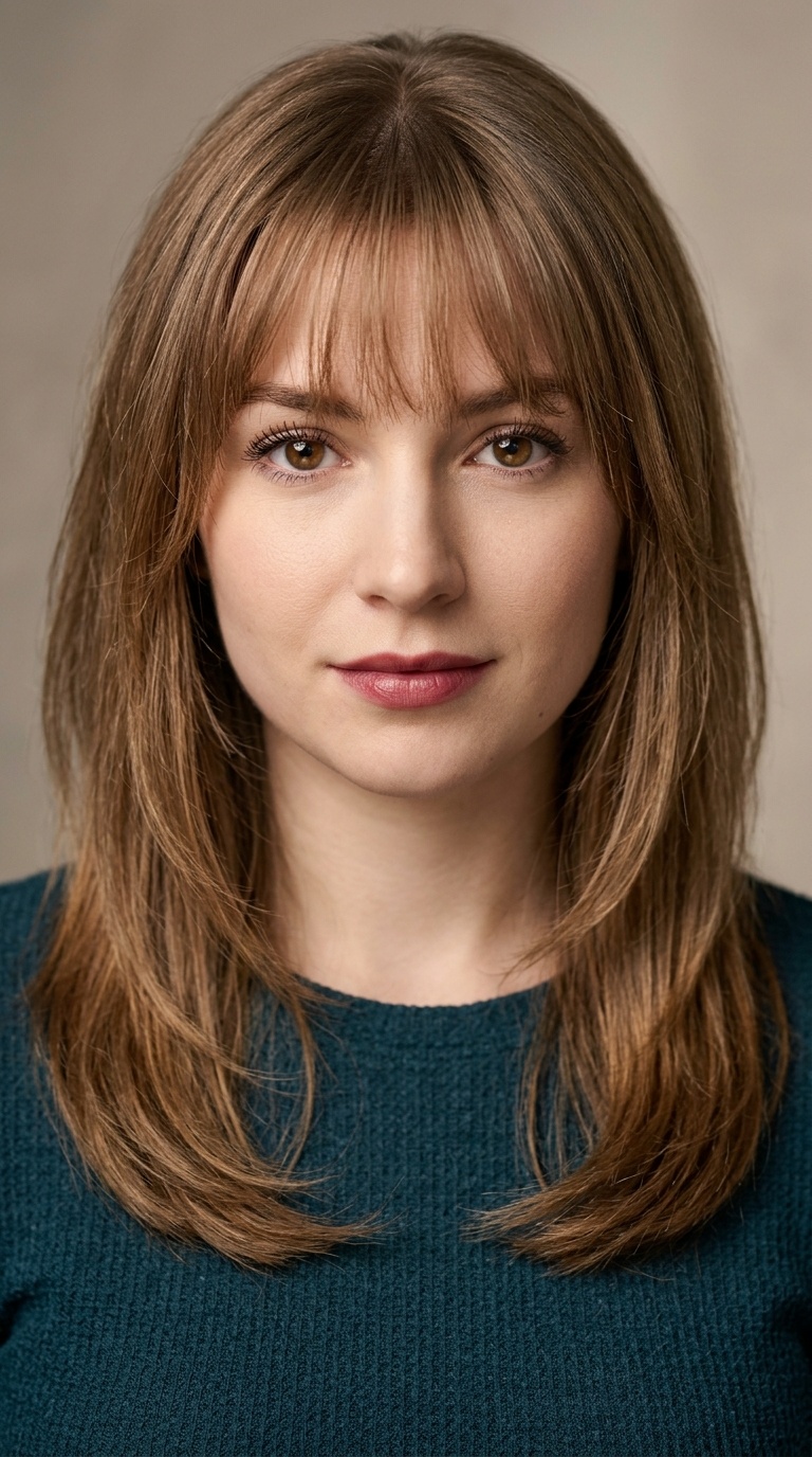 See-Through Bangs with Sleek Layers