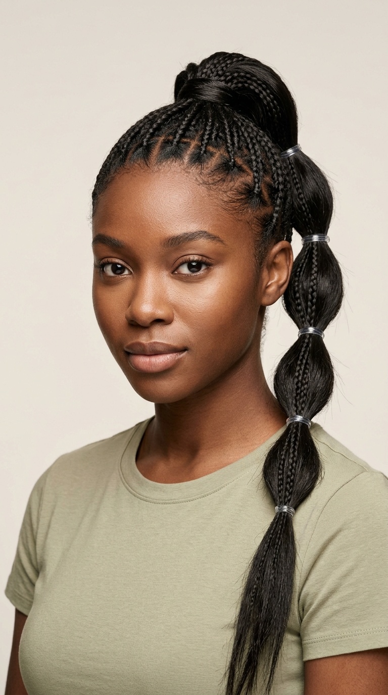 Segmented Ponytail with Micro Braids