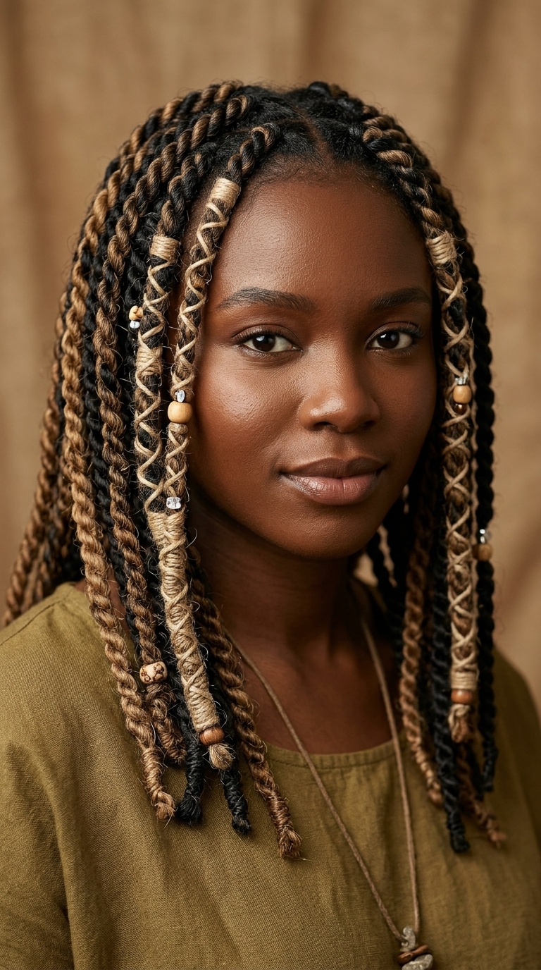 Senegalese Twists with Hemp Wraps