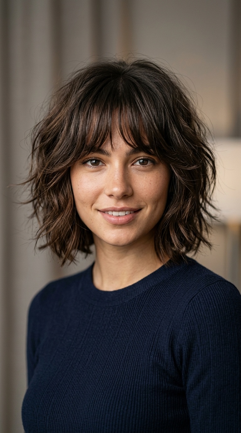 Shaggy Bob with Curtain Bangs