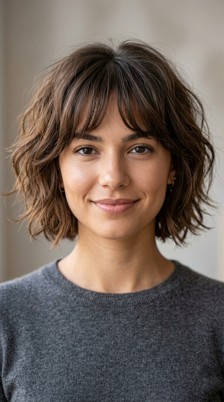 Shaggy Bob with Curtain Bangs