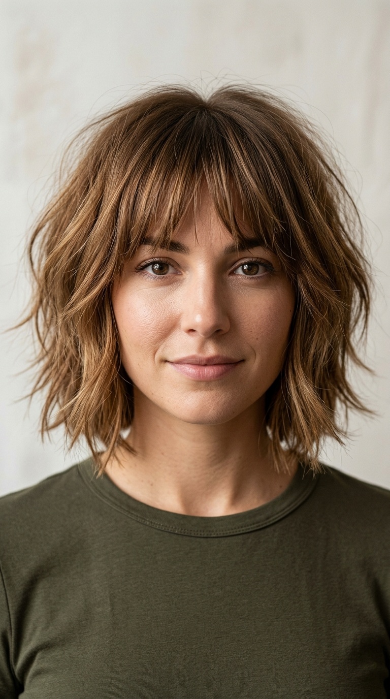Shaggy Choppy Bob with Fringe