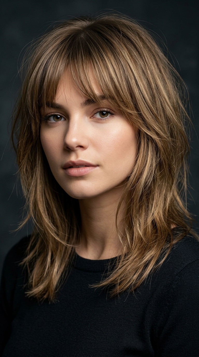 Shaggy Medium Layers with Wispy Fringe