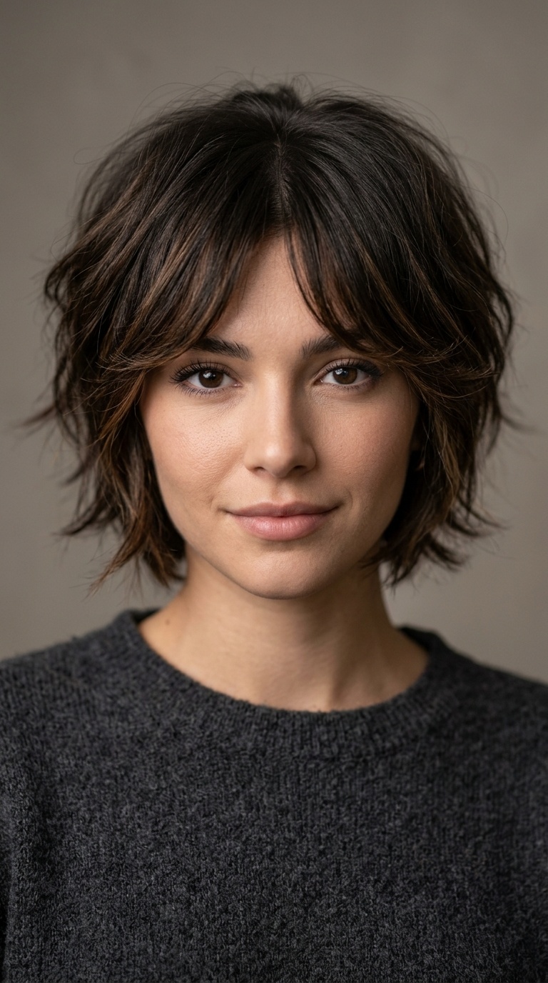 Shaggy Pixie with Curtain Bangs