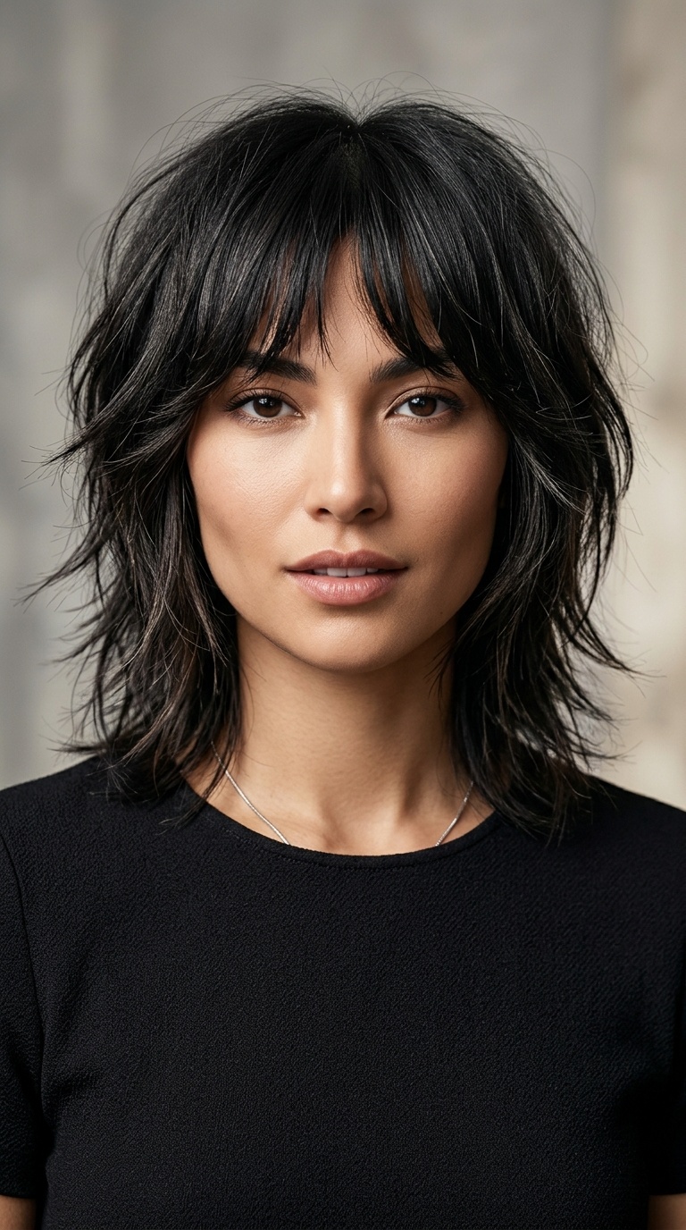 Sharp Shag with Curtain Bangs
