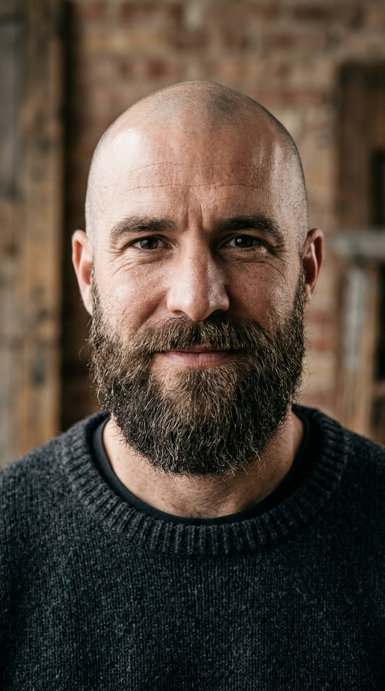 Shaved Head + Power Beard