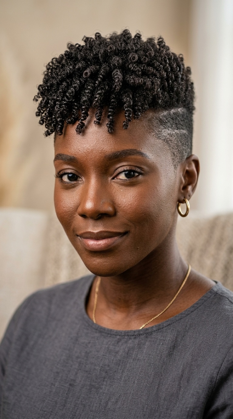 Shaved Sides with Coiled Top