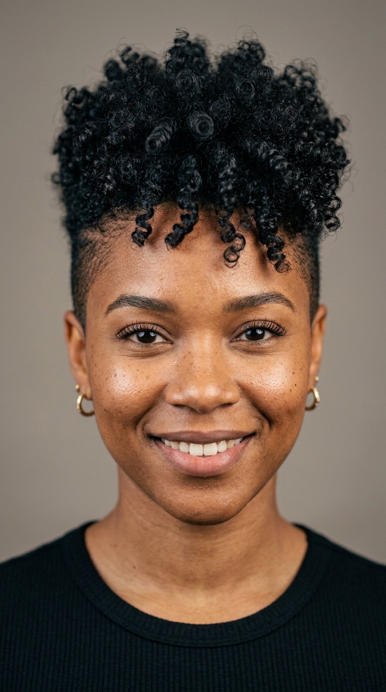 Shaved Sides with Curly Top