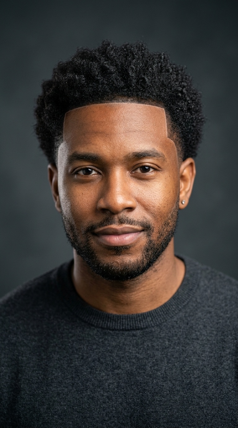 Short Afro with Sharp Line-Up