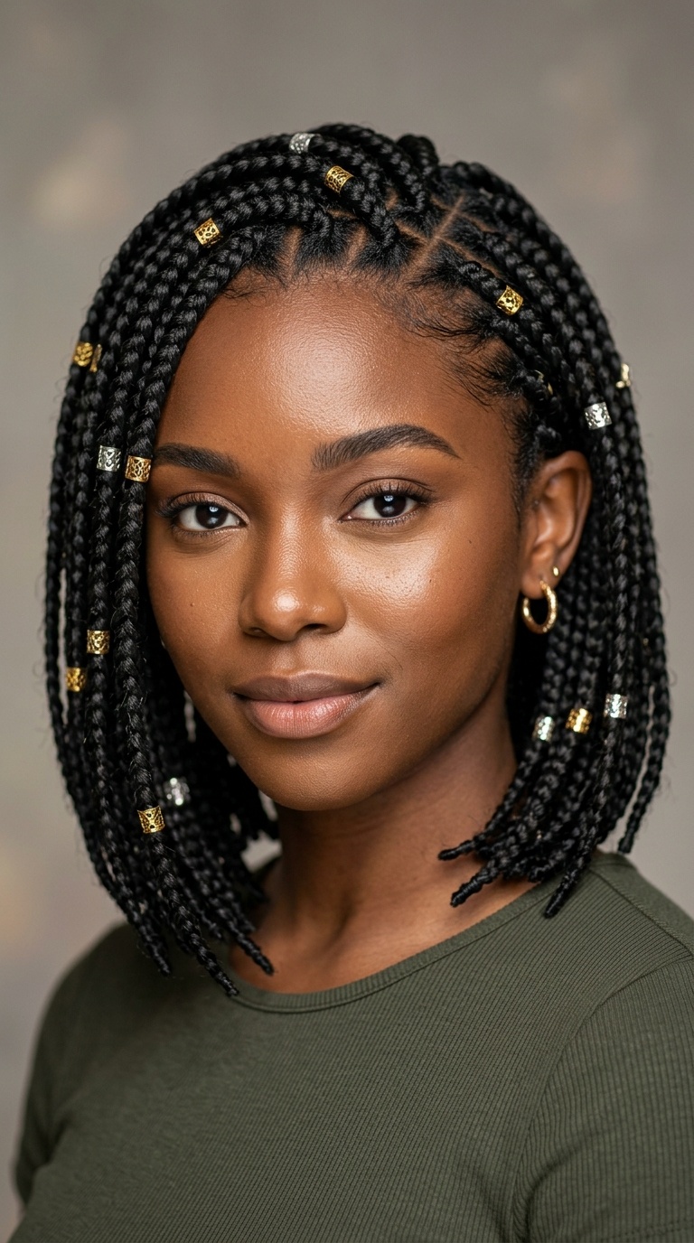 Short Box Braids with Cuffs