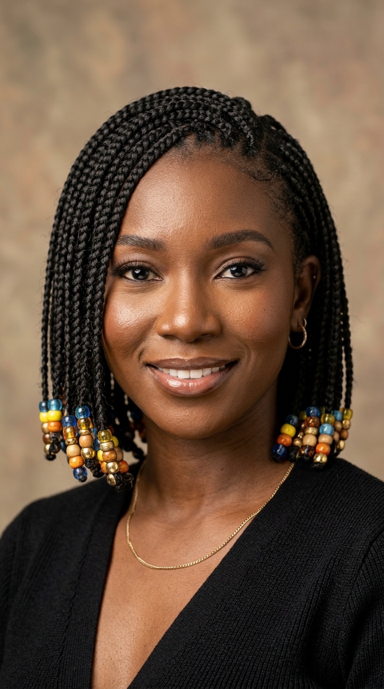 Short Braided Bob with Beads