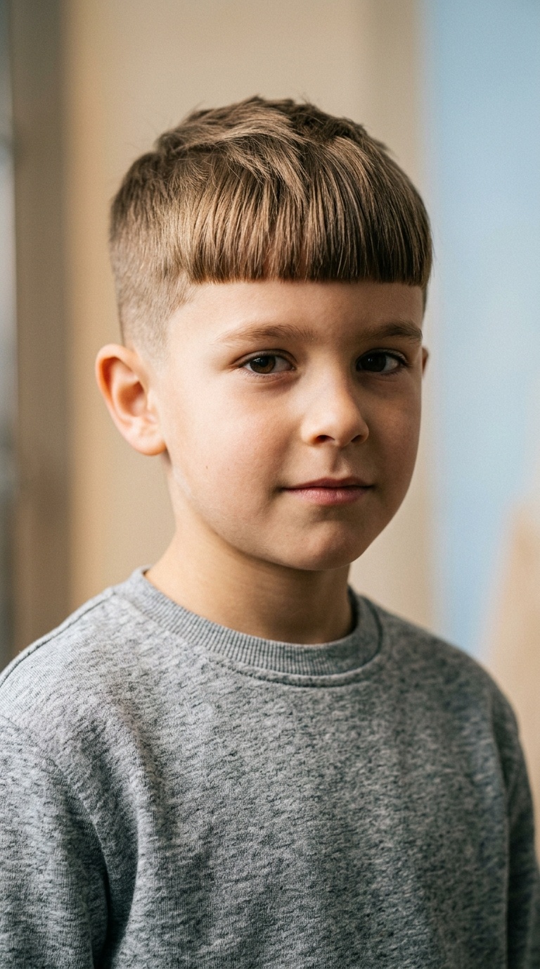 Short Caesar Crop with Blunt Fringe
