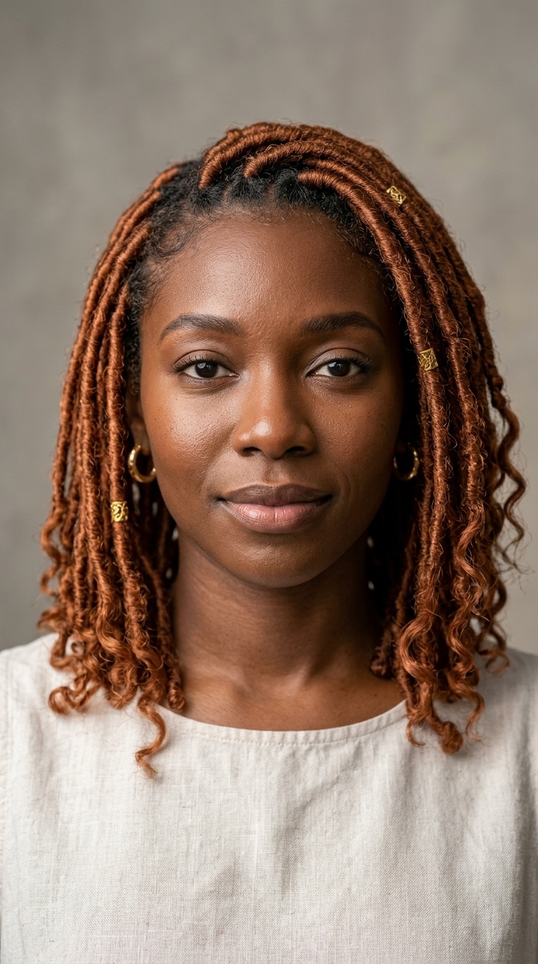 Short Copper Goddess Locs