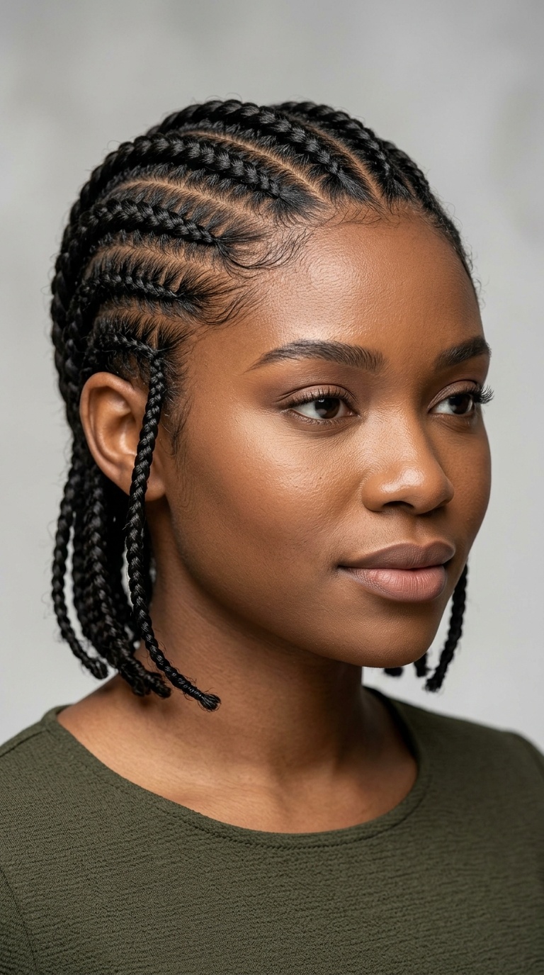 Short Cornrow-Inspired Braids