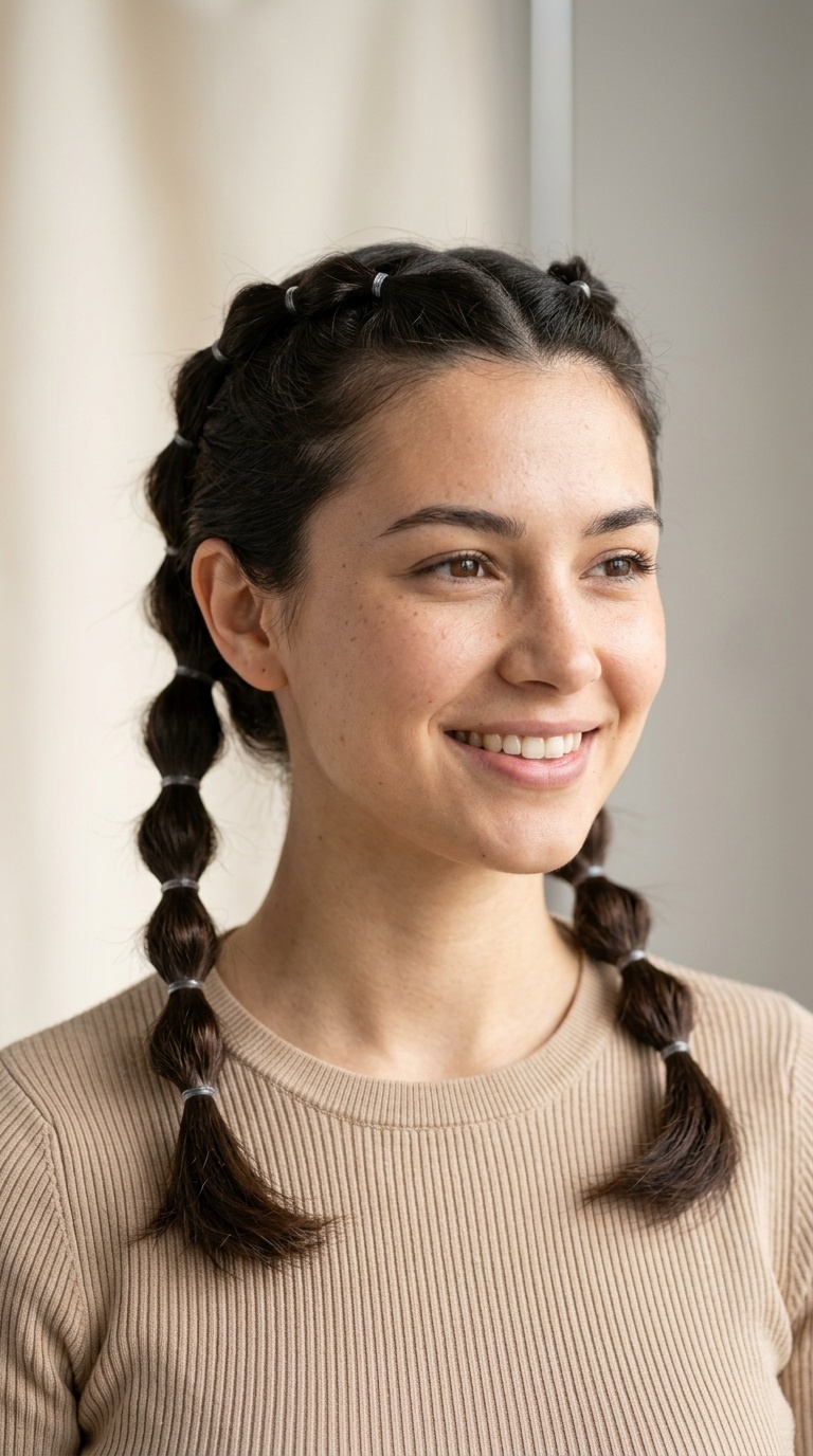 Short Hair Bubble Braids