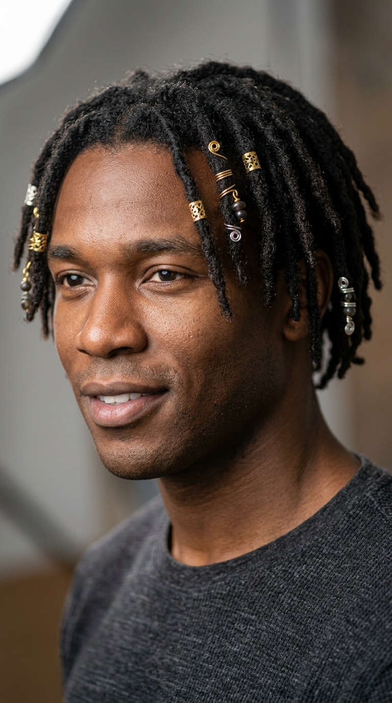 Short Locs with Hair Jewelry