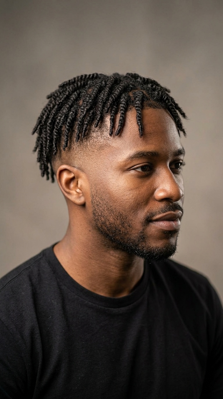 Short Locs with Mid-Fade