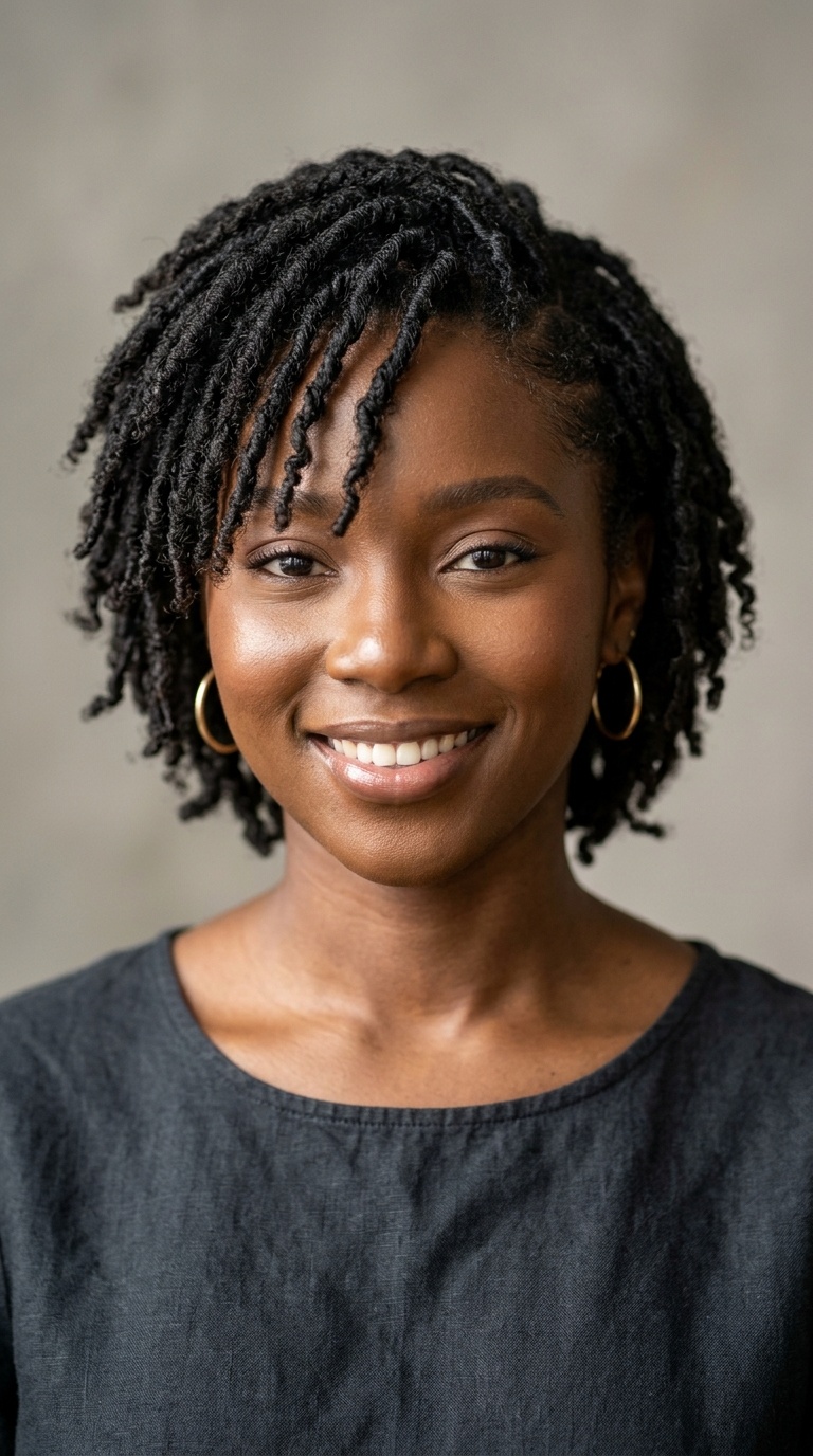 Short Locs with Peek-a-Boo Bangs