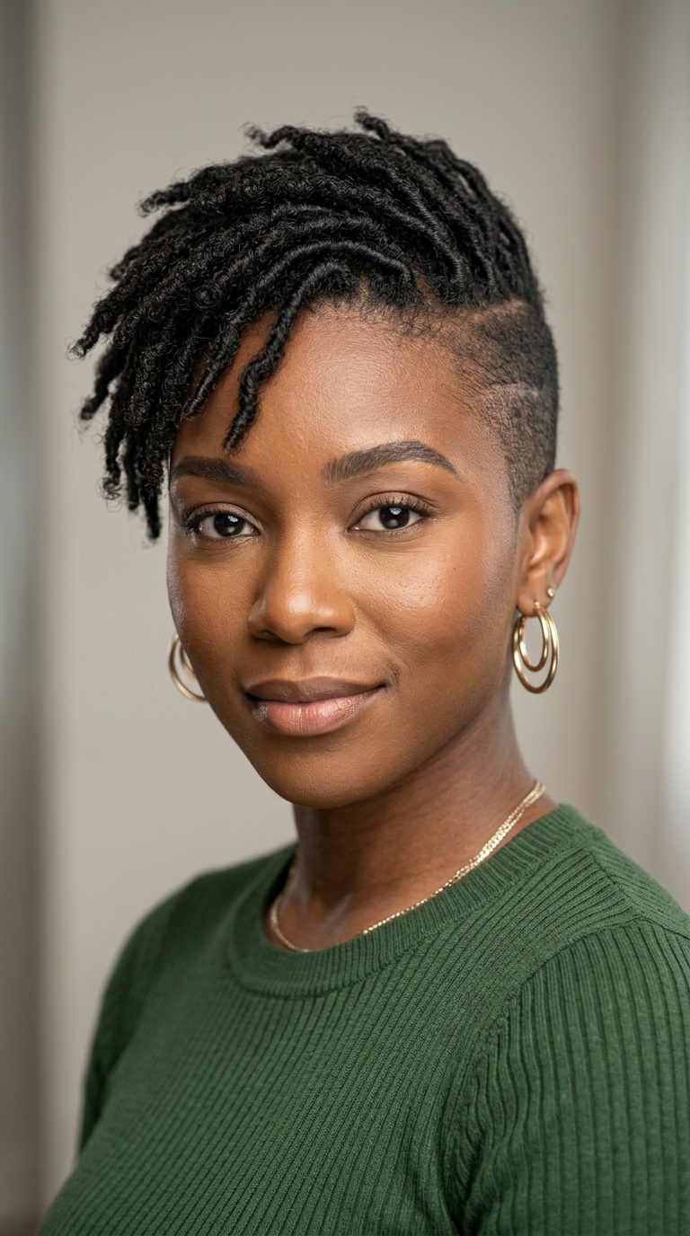 Short Locs with Shaved Sides