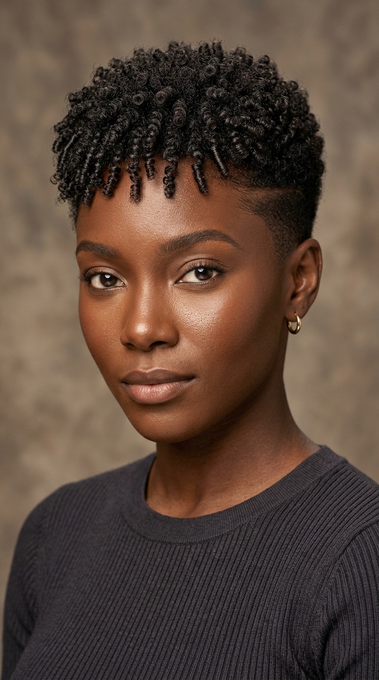 Short Natural Tapered Cut with Finger Coils