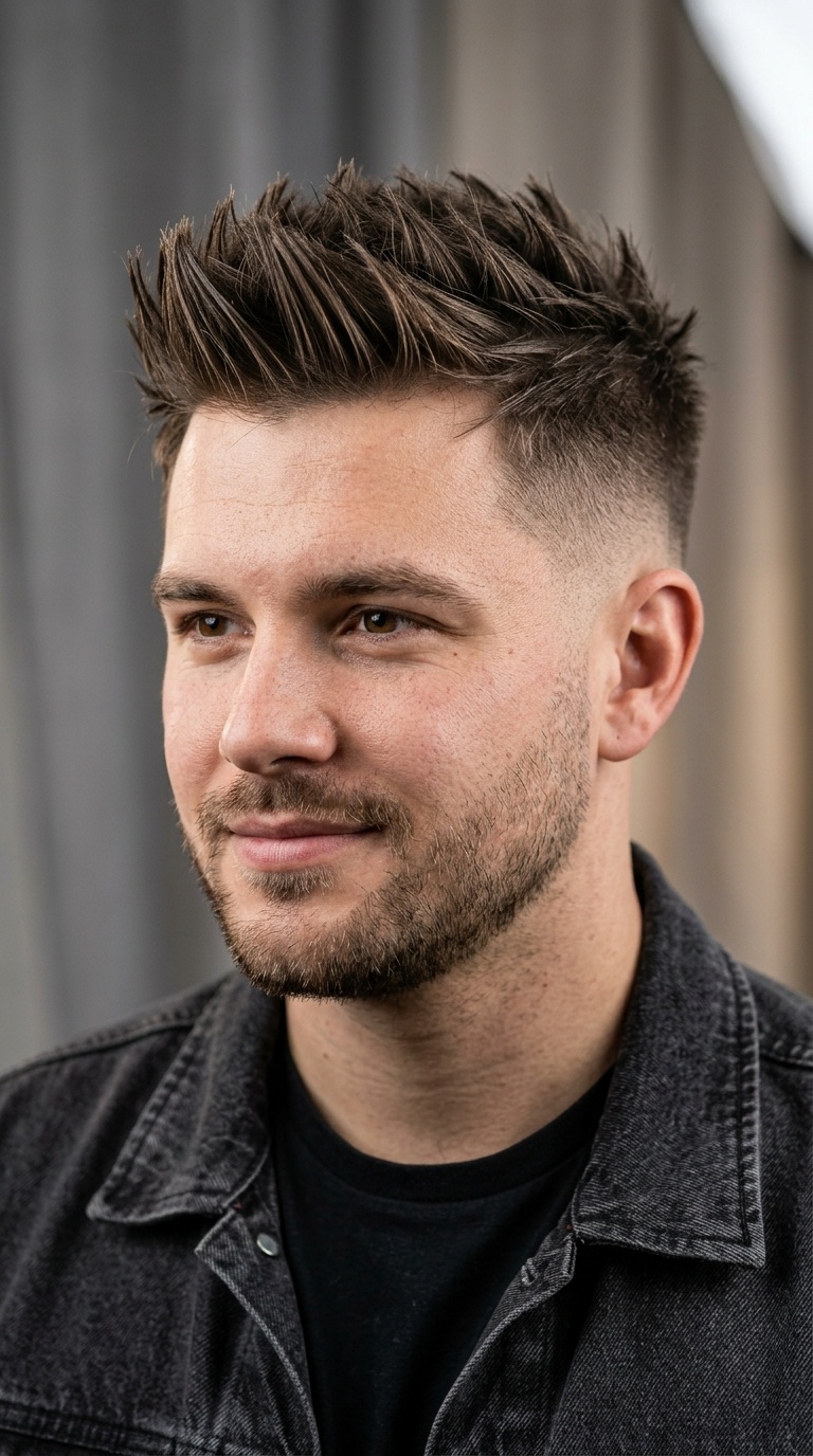 Short Spiky Quiff with Mid Fade