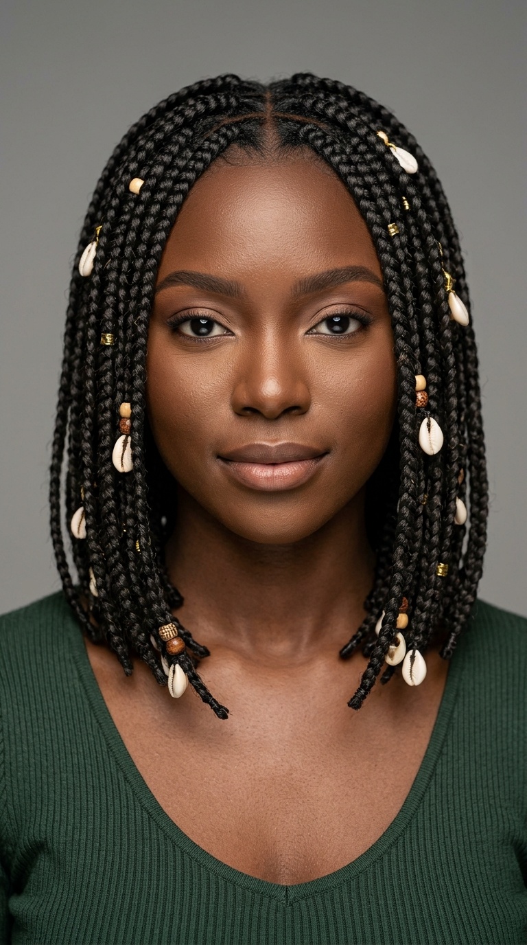 Shoulder-Length Bob Braids with Shells