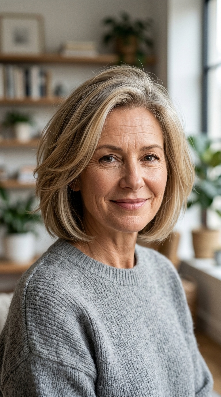 Shoulder-Length Cut with Root-Lift Layers