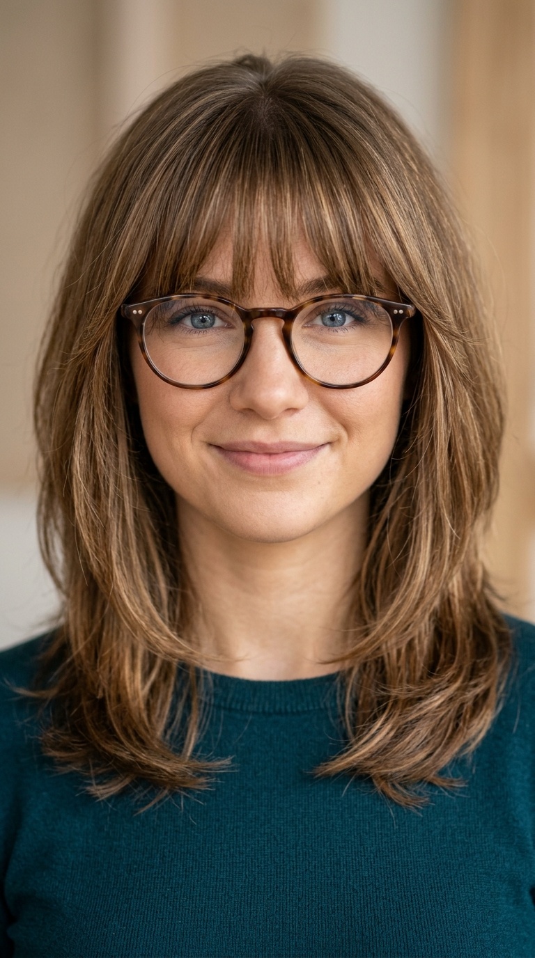 Shoulder-Length Layers with Bardot Bangs