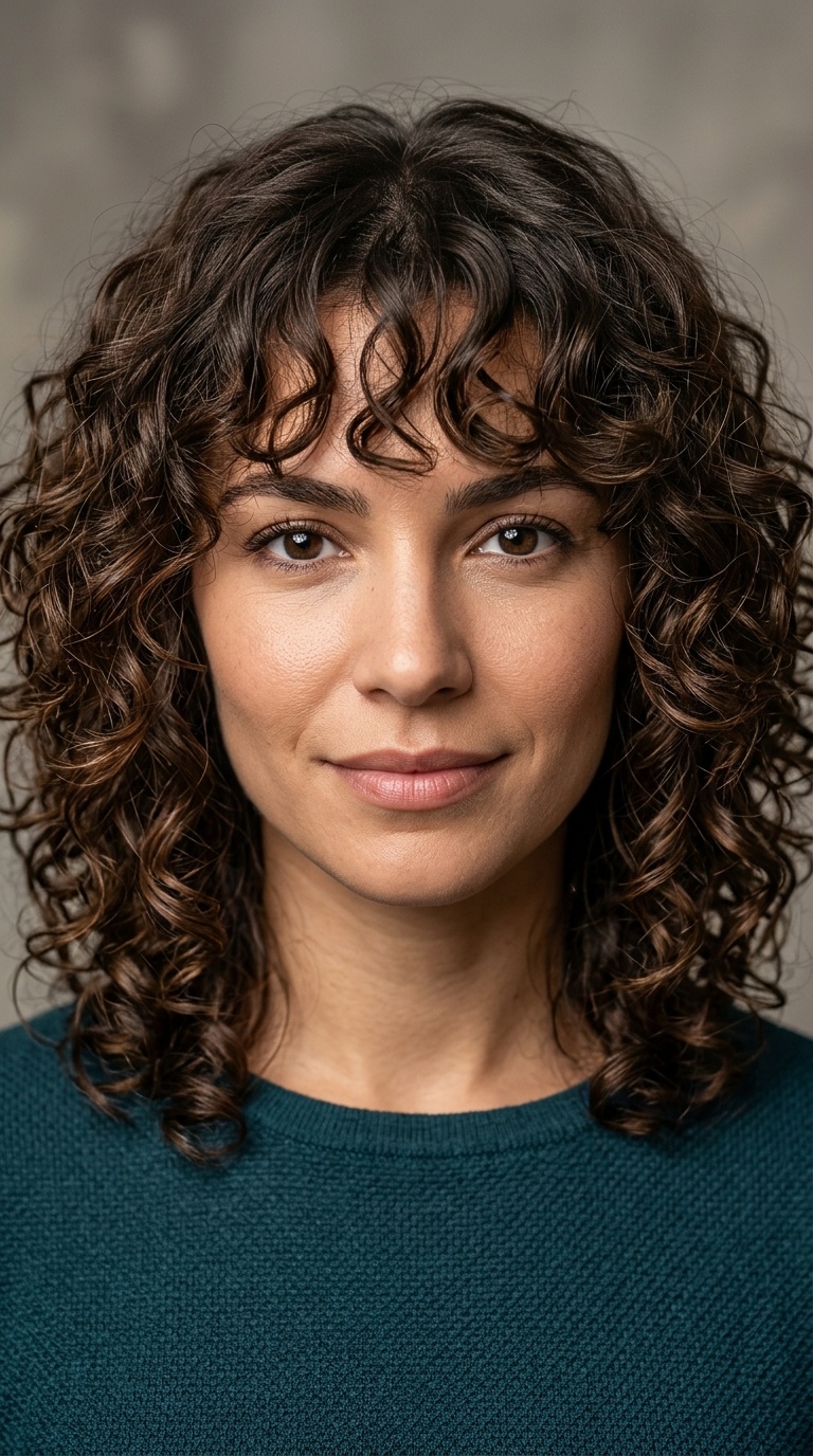Shoulder-Length Layers with Face-Framing Fringe