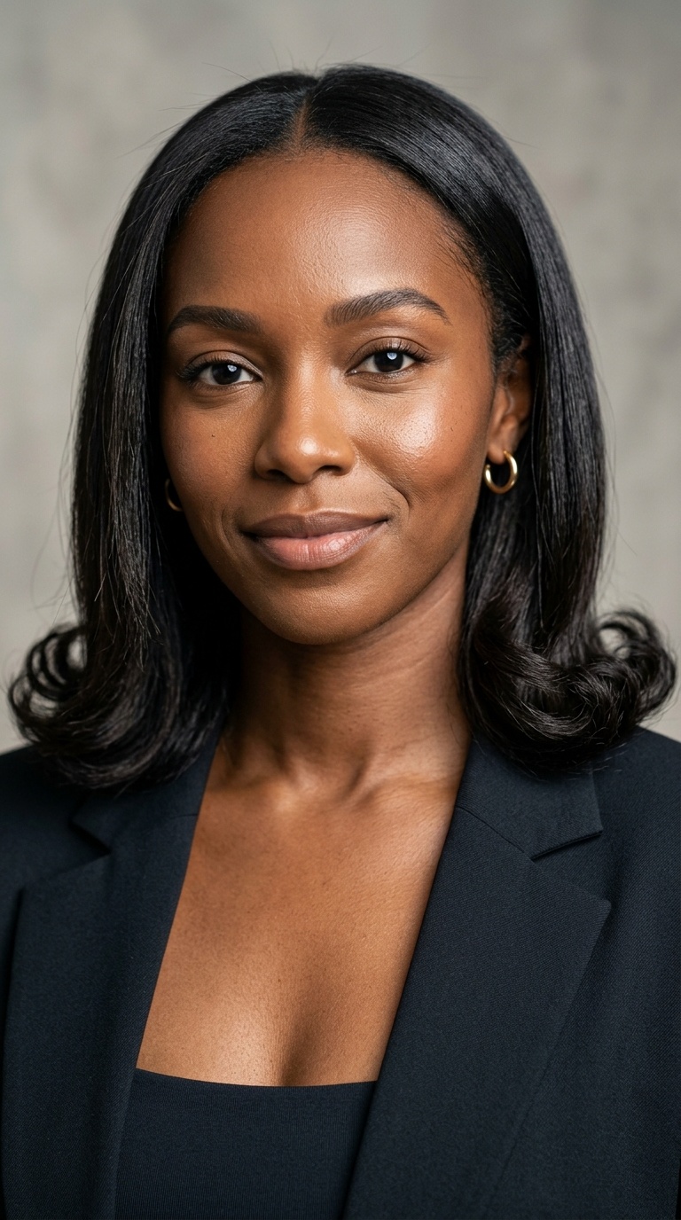 Shoulder-Length Lob with Curled Ends