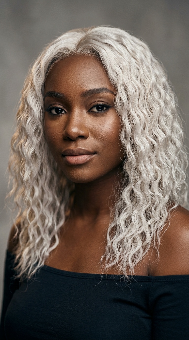 Shoulder-Length Platinum Crimp