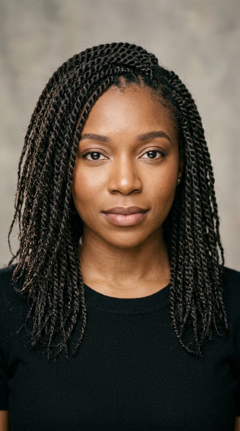 Shoulder-Length Senegalese Twists