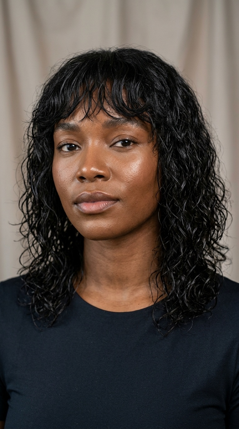 Shoulder-Length Shag with Bangs
