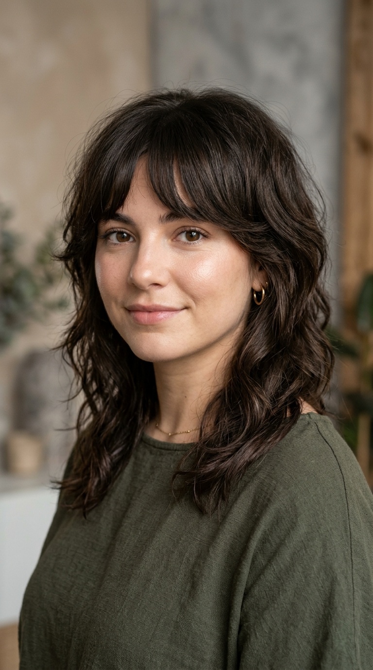 Shoulder-Length Shag with Curtain Fringe