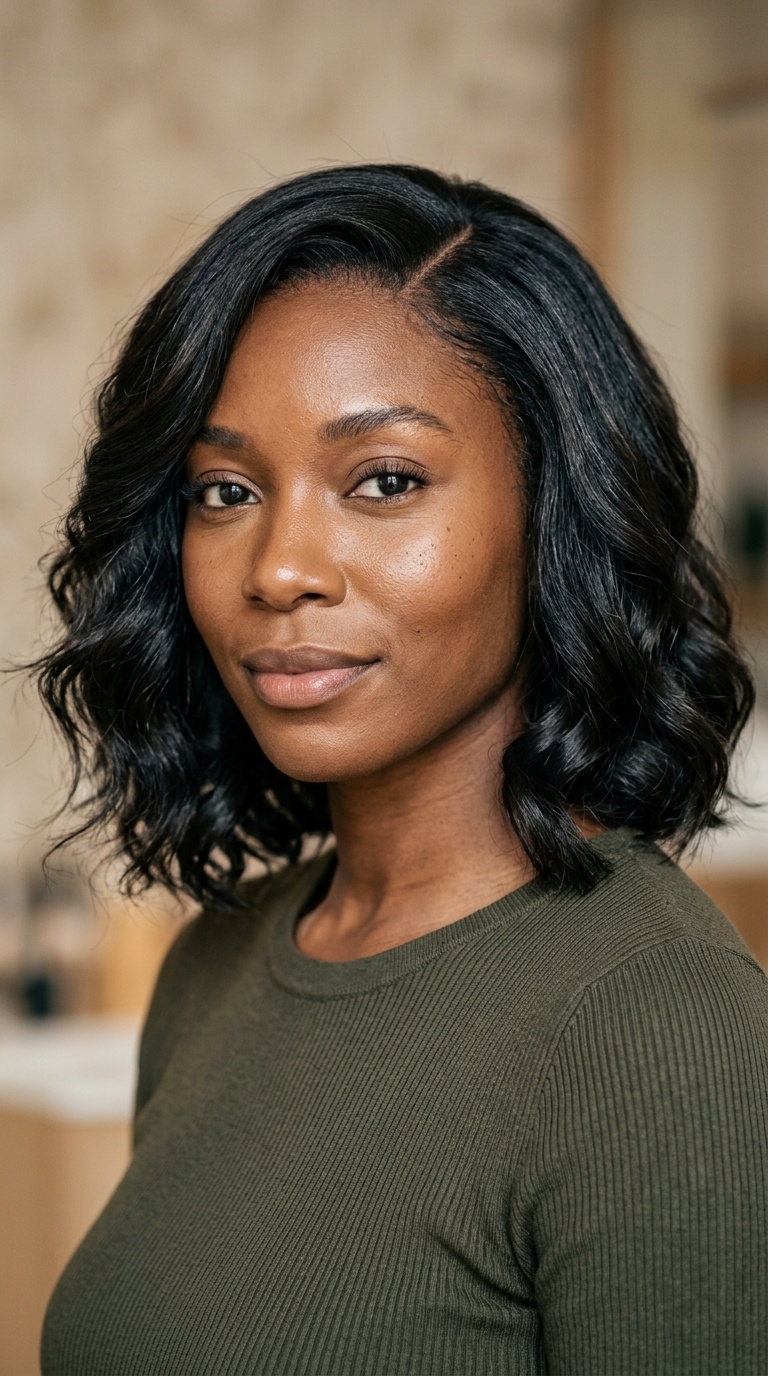Shoulder-Length Side Part Bob
