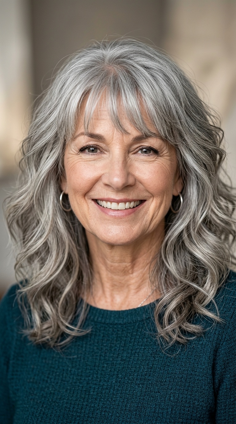 Shoulder-Length Waves with Soft Bangs