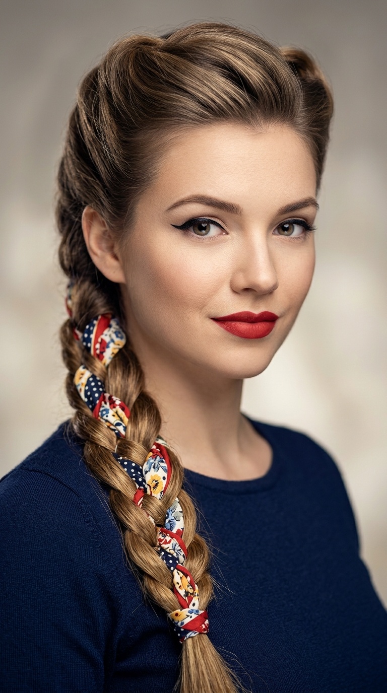 Side Braid with Woven Scarf Detail