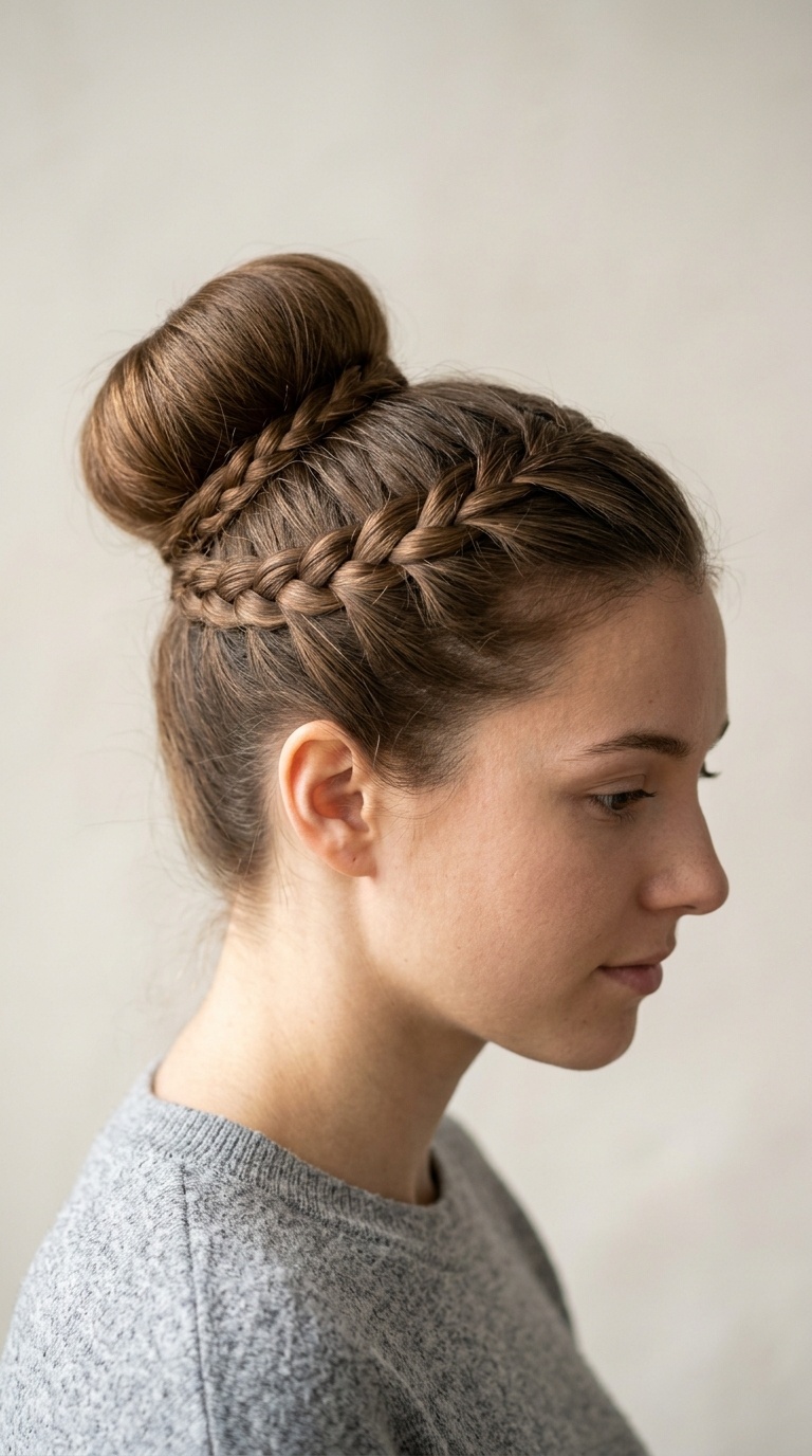 Side-Braid Wrapped Donut Bun