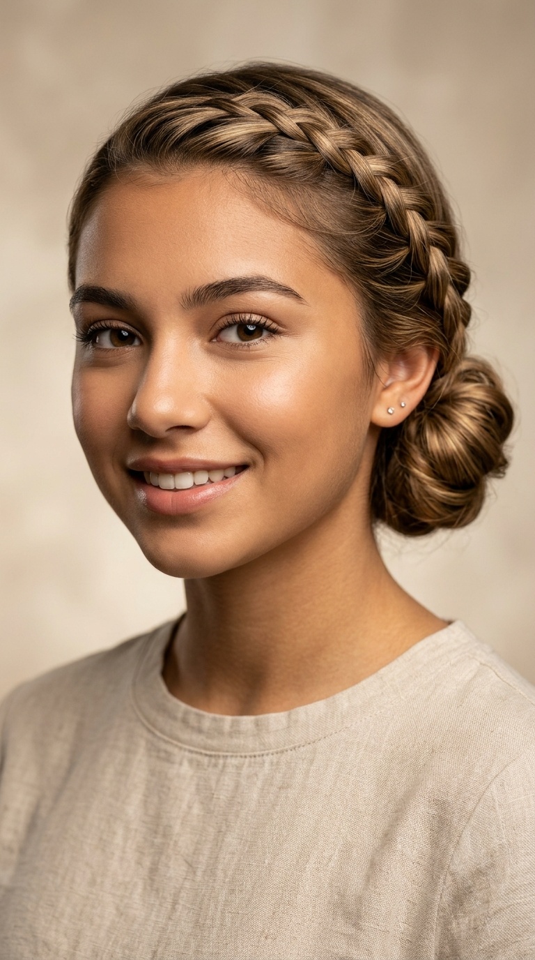 Side-Braided Low Bun