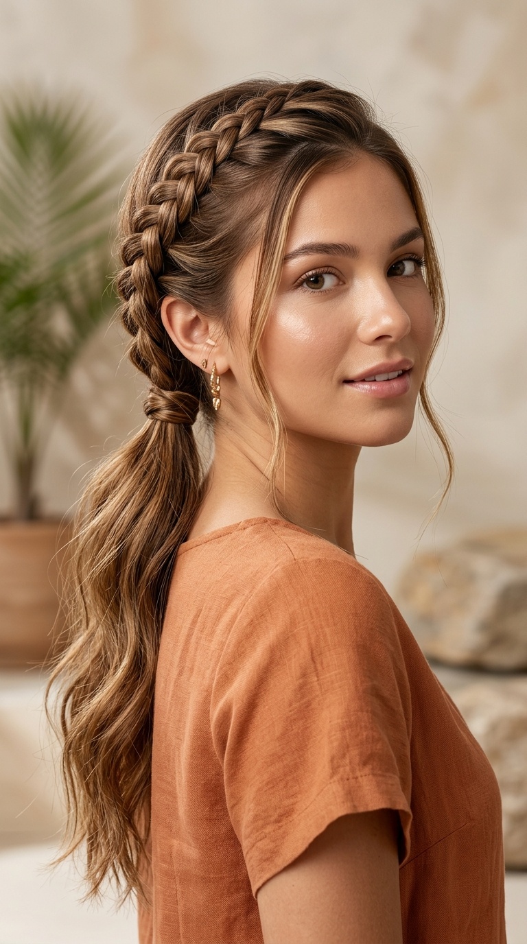 Side-Braided Low Ponytail