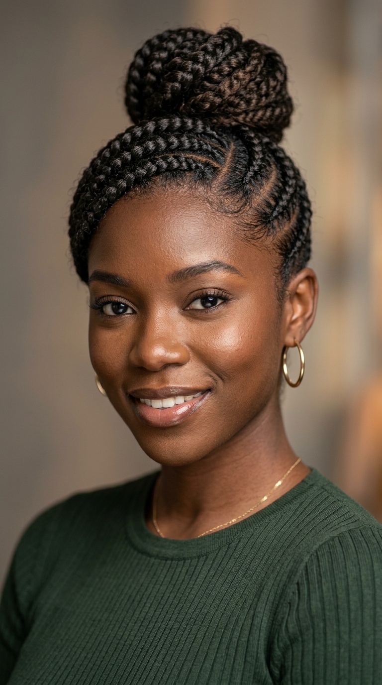 Side-Braided Middle Bun