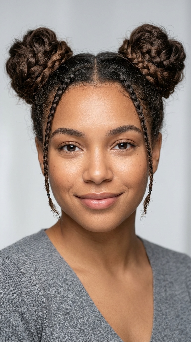 Side-Braided Space Buns