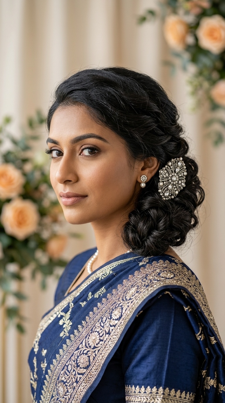 Side Chignon with Statement Brooch