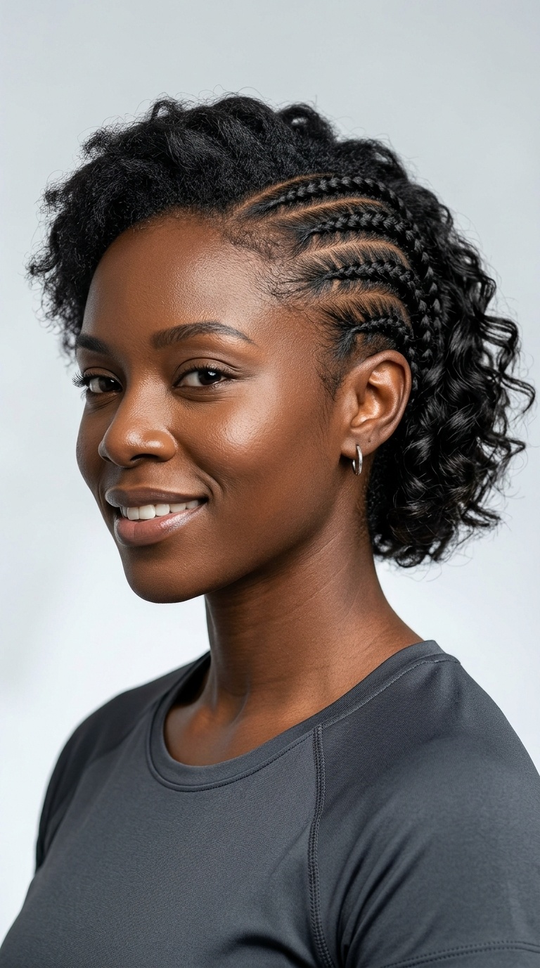 Side Cornrows with Loose Back
