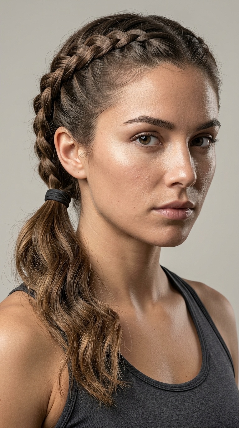 Side French Braid into Low Pony